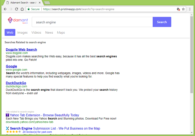 How to delete https://search.pristineapp.com/ (Adamant Search) virus