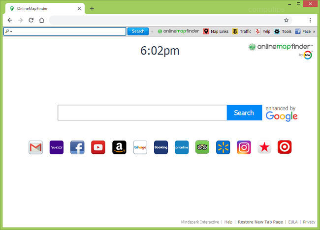 delete Online Map Finder new tab virus (My way virus, “enhanced by Google“) from Windows and Macbook