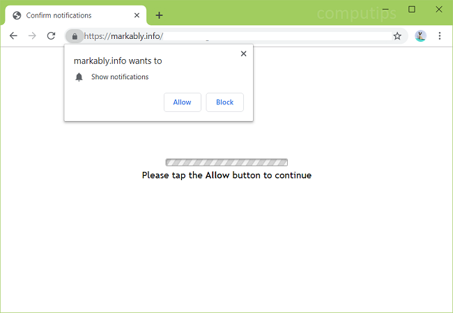 Delete https://markably.info, cp08.markably.info, vu37.markably.info, jpcl.markably.info, djks.markably.info, yzvt.markably.info virus notifications