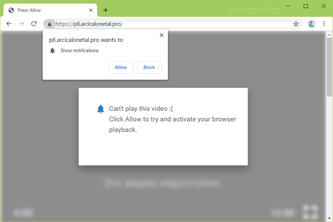 Delete https://arcicalonetal.pro, p8.arcicalonetal.pro, p7.arcicalonetal.pro, p6.arcicalonetal.pro, p5.arcicalonetal.pro, p4.arcicalonetal.pro virus notifications