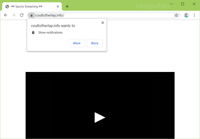 Delete https://coultotherlap.info virus notifications