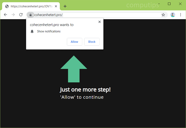 Delete https://cohecenhetert.pro, gmhw.cohecenhetert.pro, jjo3.cohecenhetert.pro, q9d9.cohecenhetert.pro, pi3w.cohecenhetert.pro, cf6k.cohecenhetert.pro, etc. virus notifications