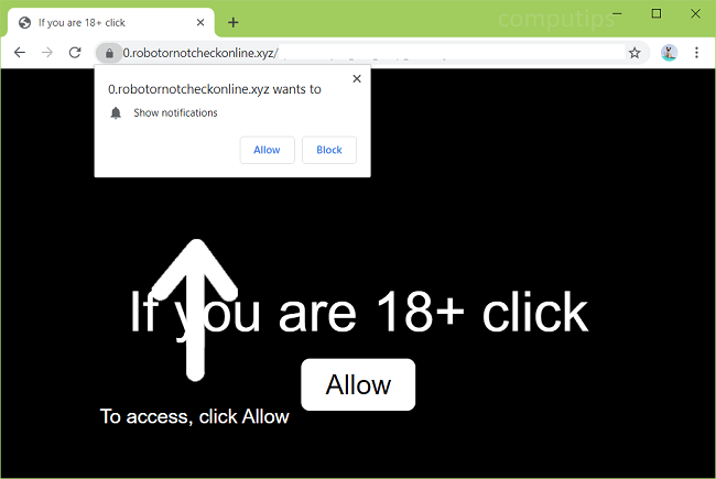 Delete robot or not check online.xyz, 0.robotornotcheckonline.xyz, 1.robotornotcheckonline.xyz, 2.robotornotcheckonline.xyz, 3.robotornotcheckonline.xyz, 4.robotornotcheckonline.xyz, etc. virus notifications (robot or not check online xyz virus)