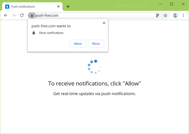 Delete push-free.com, w.push-free.com virus notifications