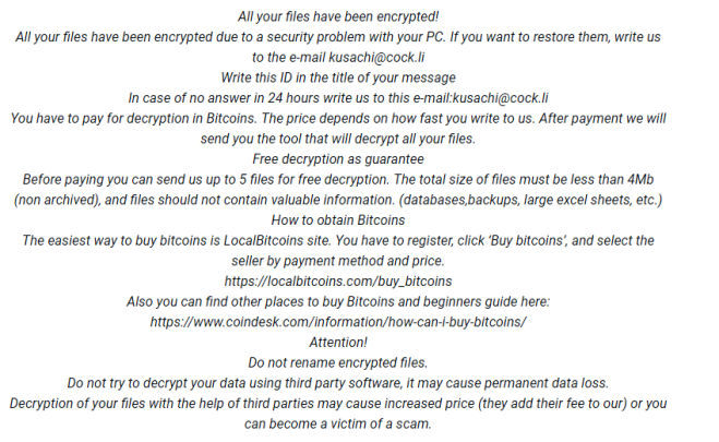 remove kusachi@cock.li adair ransomware virus