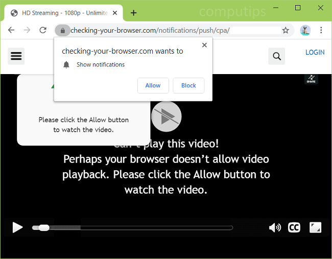 Delete checking-your-browser.com, v1.checking-your-browser.com, v2.checking-your-browser.com, v3.checking-your-browser.com, etc. virus notifications