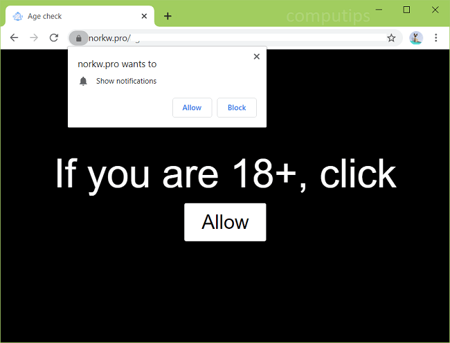 Delete nork w.pro, 3z1nu.norkw.pro, 4xr52.norkw.pro, y7lub.norkw.pro, etc. virus notifications