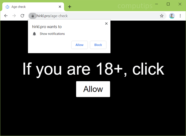 Delete hirkl.pro, perxn.hirkl.pro, dqs5k.hirkl.pro, sxoua.hirkl.pro, etc. virus notifications