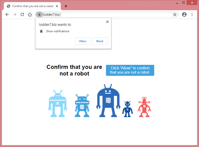 Delete lodder7.biz, 0.lodder7.biz virus notifications