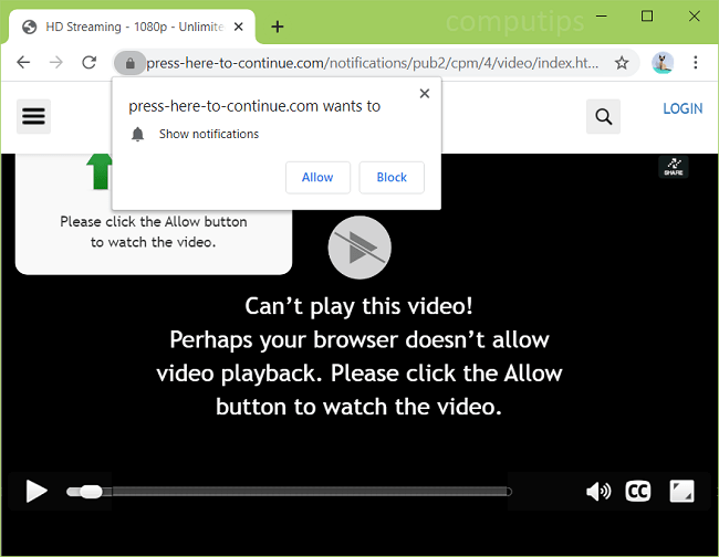 Delete press-here-to-continue.com, v1.press-here-to-continue.com, v2.press-here-to-continue.com, v3.press-here-to-continue.com, etc. virus notifications