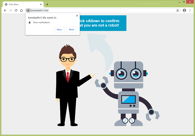 Delete a.bestdealfor1.life (best deal for 1 life) virus notifications