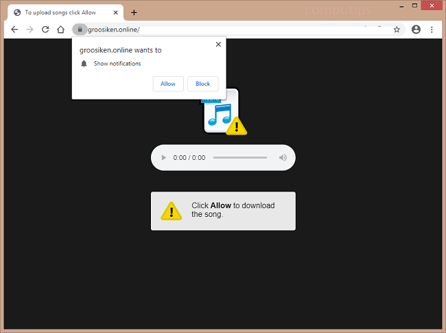 Delete groosiken.online, 0.groosiken.online virus notifications