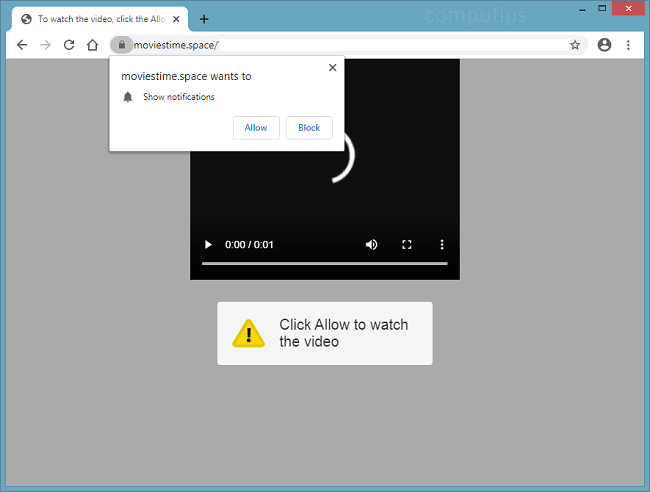 Delete 0.moviestime.space (movies time space virus) notifications