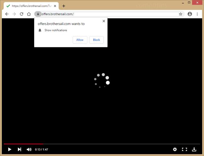 Delete offers.brothersail.com virus notifications