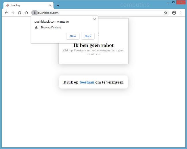 Delete push is back.com virus notifications