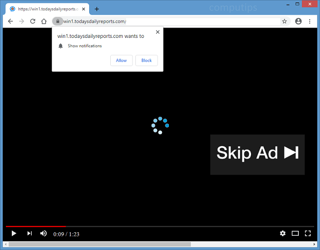 Delete win1.todaysdailyreports.com (today’s daily reports spam) virus notifications