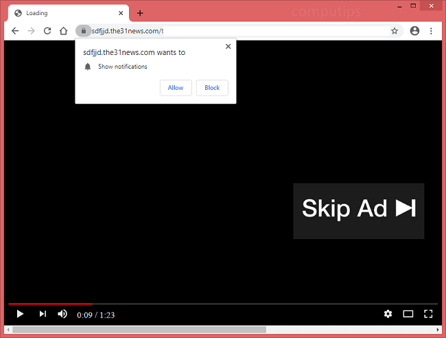 Delete sdfjjd.the31news.com, 69.the31news.com (the 31 news com virus) notifications