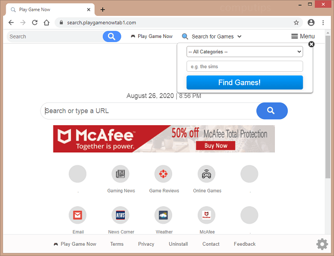 Search play game now tab 1 com virus removal