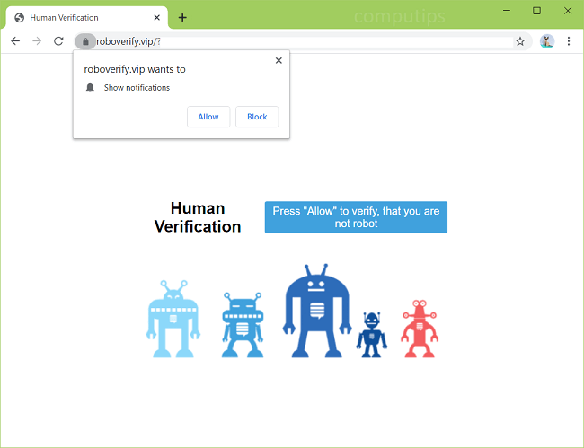 Delete 0.roboverify.vip(robo verify vip) virus notifications