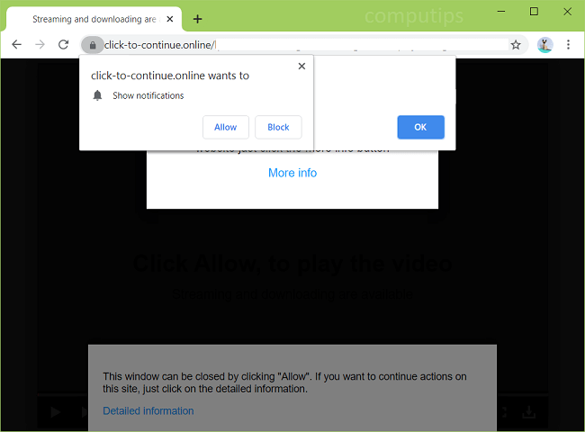 Delete click-to-continue.online virus notifications