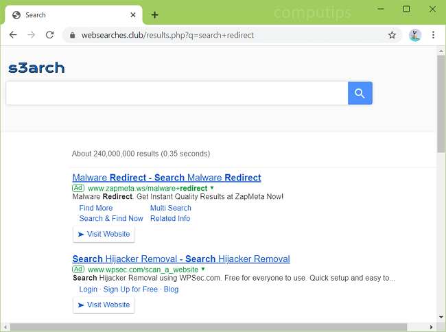 delete Web searches.club virus (S3arch - Private Searches)
