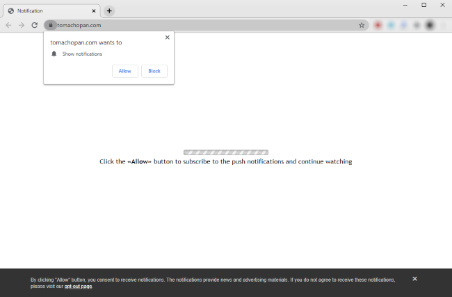 Screenshot of the malicious Tomachopan.com website