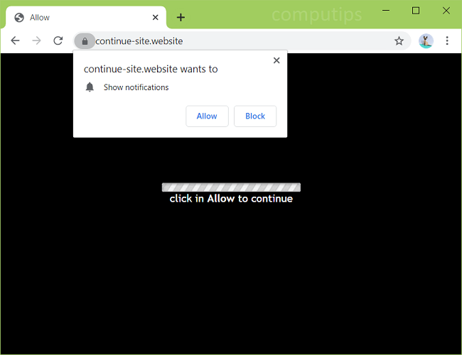 Delete 0.continue-site.website virus notifications