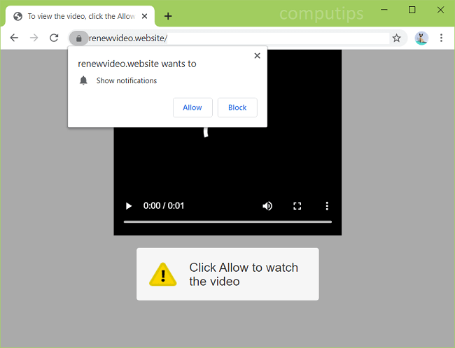 Delete 0.renewvideo.website virus notifications