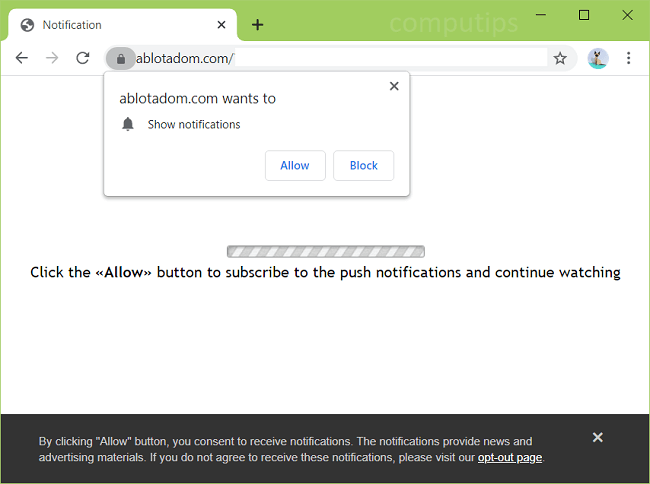 Delete ablotadom.com virus notifications