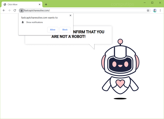 Delete a.fastcaptcharesolve.com, b.fastcaptcharesolve.com, c.fastcaptcharesolve.com (Fast Captcha Resolve virus) notifications