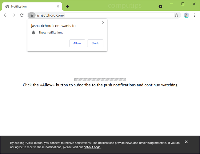 Delete jashautchord.com virus notifications