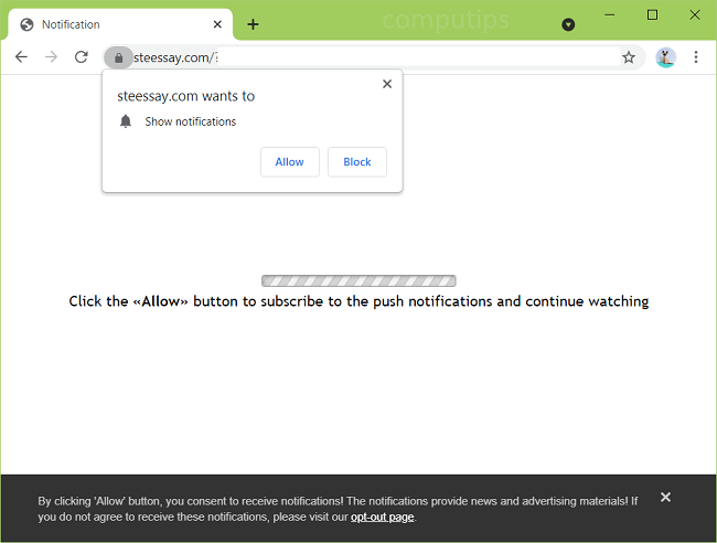 Delete steessay.com virus notifications