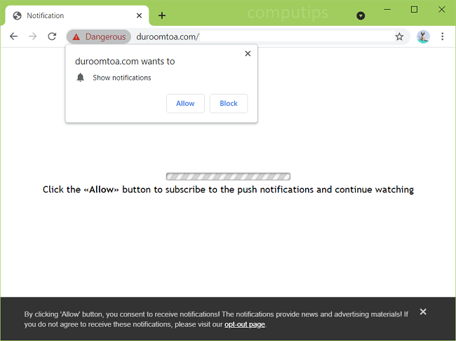 Delete duroomtoa.com virus notifications