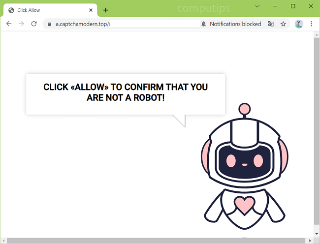 Delete a.captchamodern.top, b.captchamodern.top, c.captchamodern.top (captcha modern virus) notifications