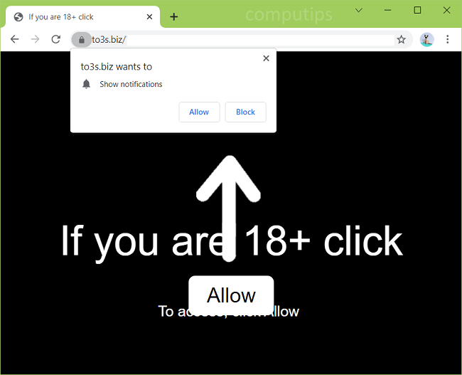 Delete 0.to3s.biz, to5s.biz, to6s.biz virus notifications