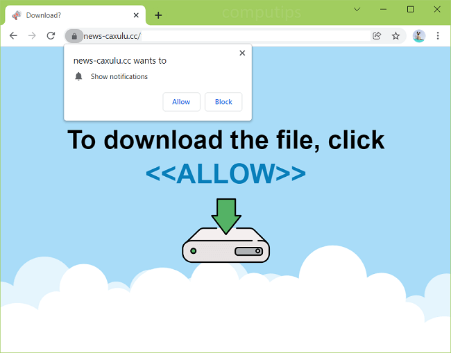 Delete 0.news-caxulu.cc virus notifications