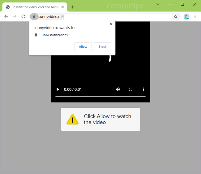 Delete sunny video ru virus notifications