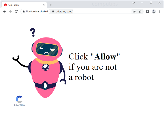 Delete adstomy.com virus notifications