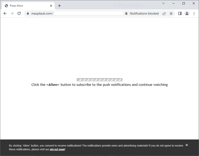 Delete mauptaub.com virus notifications