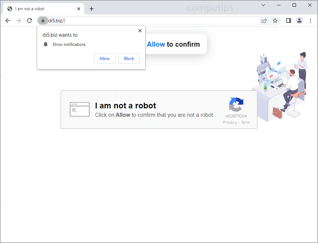 Delete 0.di5.biz, di6.biz, di7.biz virus notifications