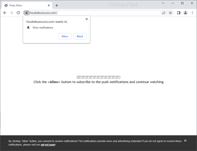 Delete houbekuwucoo.com virus notifications