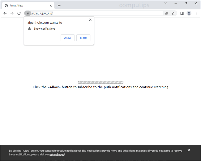 Delete aigaithojo.com virus notifications