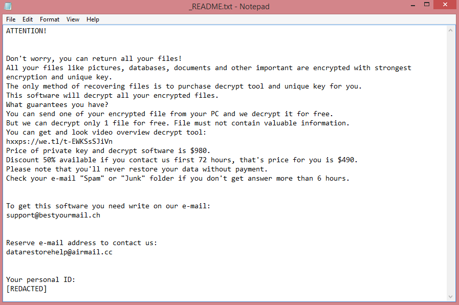 Ofoq ransom note:

ATTENTION!


Don't worry, you can return all your files!
All your files like pictures, databases, documents and other important are encrypted with strongest encryption and unique key.
The only method of recovering files is to purchase decrypt tool and unique key for you.
This software will decrypt all your encrypted files.
What guarantees you have?
You can send one of your encrypted file from your PC and we decrypt it for free.
But we can decrypt only 1 file for free. File must not contain valuable information.
You can get and look video overview decrypt tool:
hxxps://we.tl/t-EWKSsSJiVn
Price of private key and decrypt software is $980.
Discount 50% available if you contact us first 72 hours, that's price for you is $490.
Please note that you'll never restore your data without payment.
Check your e-mail 