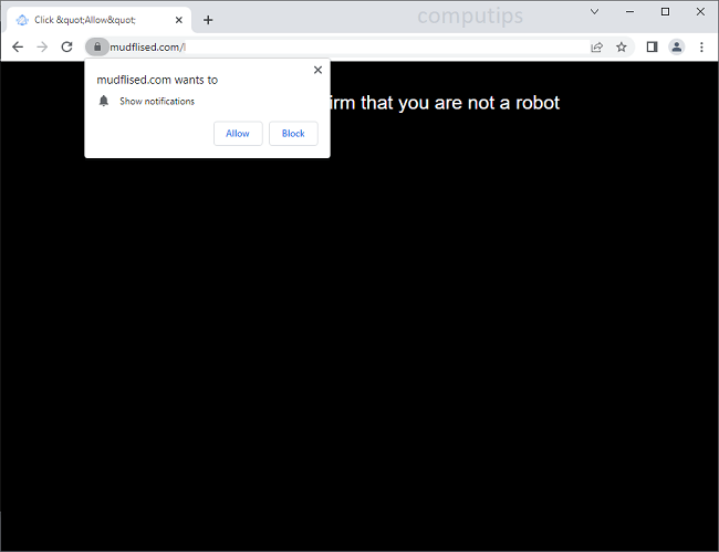 Delete mudflised.com virus notifications