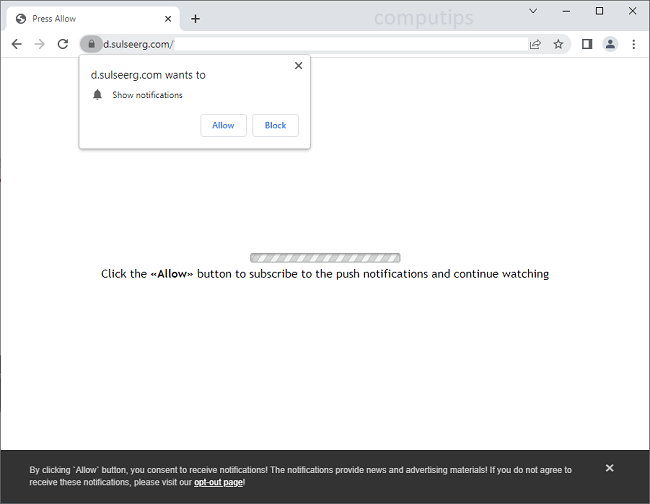Delete sulseerg.com virus notifications