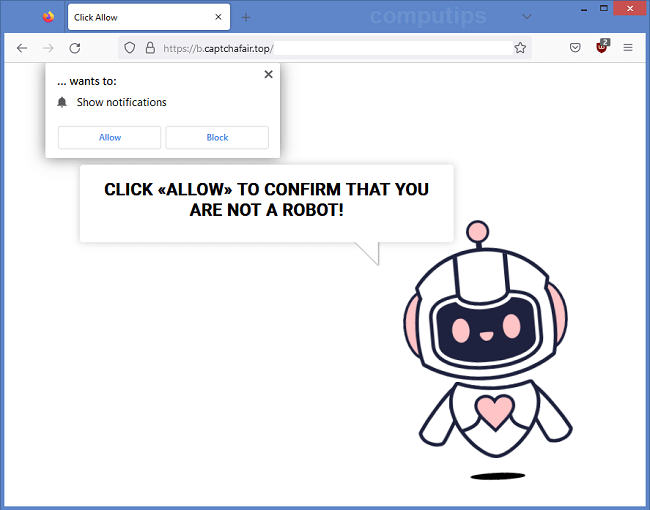 Delete captchafair.top virus notifications