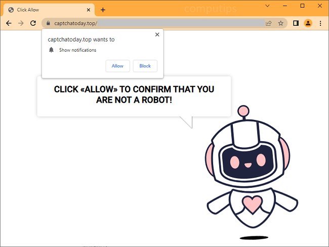 Delete a.captchatoday.top, b.captchatoday.top virus notifications