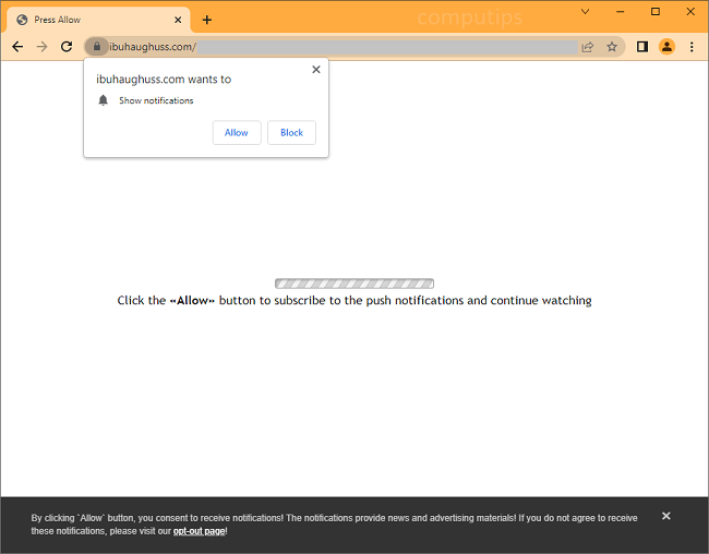 Delete ibuhaughuss.com virus notifications