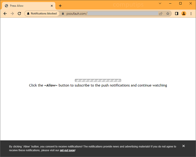 Delete psoufauh.com virus notifications