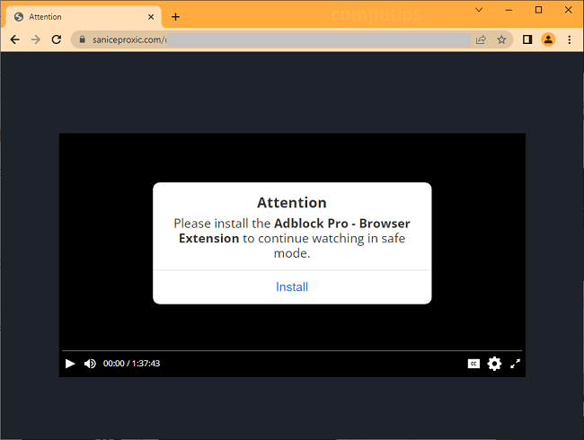 Delete saniceproxic.com virus notifications